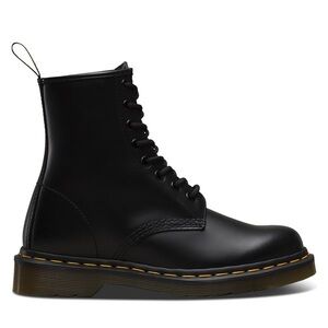 Dr Martens Black Leather Lace-Up Combat Boots - Woman